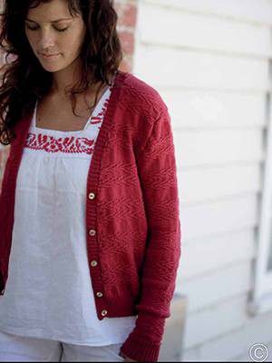 Model photograph of "Woven Chevron Cardigan (version 2)"