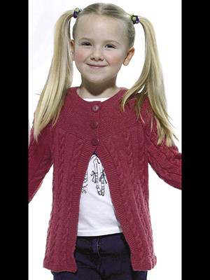 Model photograph of "Design 01 - Girls Cardigan with Yoke"