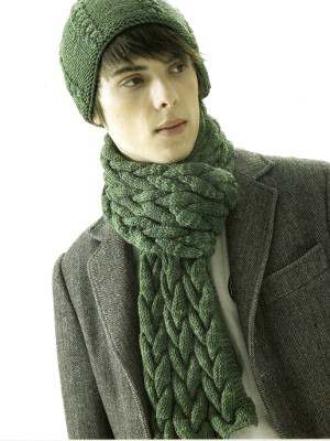 Model photograph of "Design 02 - Hat & Scarf"