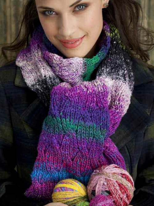 Model photograph of "Reversible Cabled Scarf"