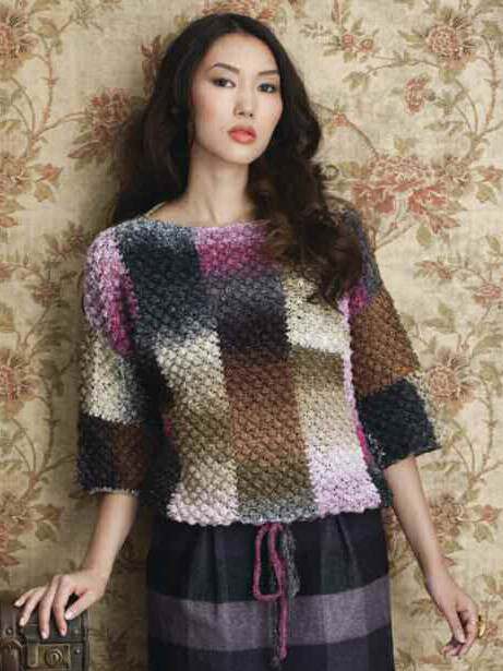 Model photograph of "Trinity Stitch Sweater"