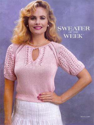 Model photograph of "Phoenix/Fermette Pink Lace Keyhole Sweater"