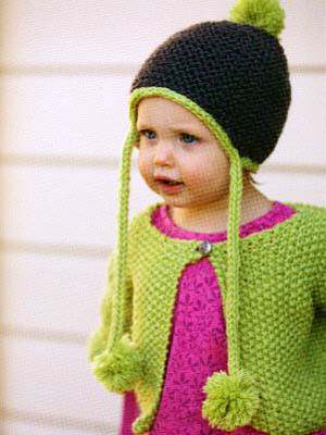 image preview of design 'Hat with Pom-Poms & Moss Stitch jacket'