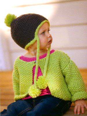 image preview of design 'Hat with Pom-Poms & Moss Stitch Jacket'