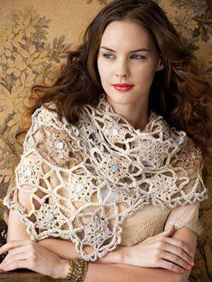 Model photograph of "p136 - Buttons & Flowers Shawl"
