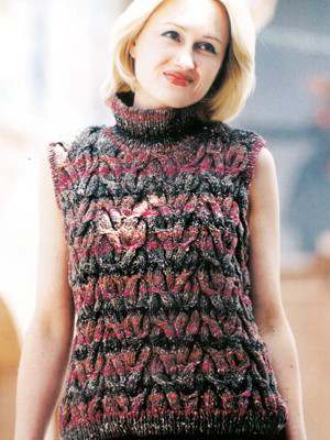 Model photograph of "Shinano Cabled Sleeveless Sweater [Y-696]"