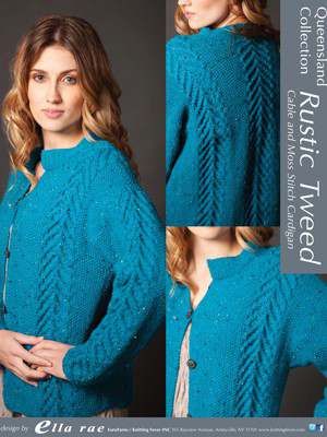 Model photograph of "Cable & Moss Stitch Cardigan - Q1008"